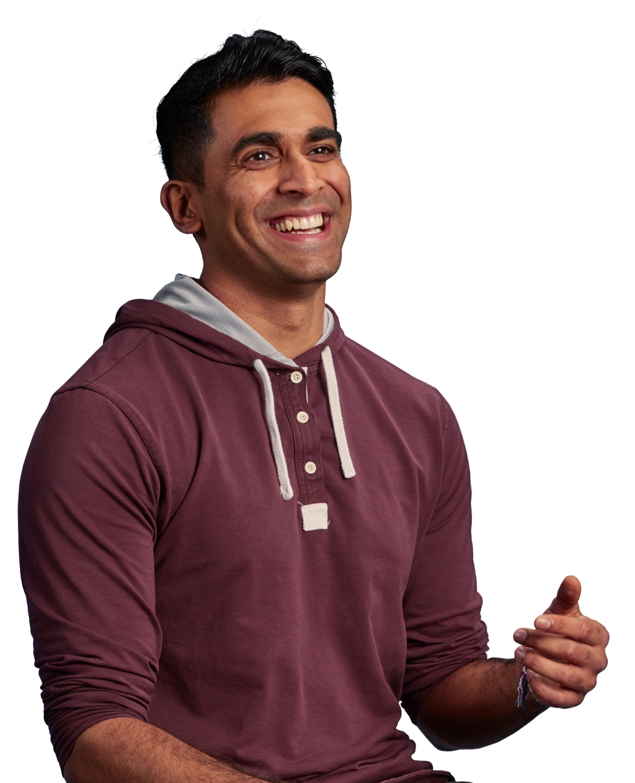 man in red shirt. 