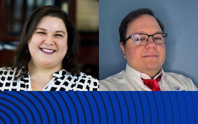 Headshots of Tom Burton and Kelly Davids. 